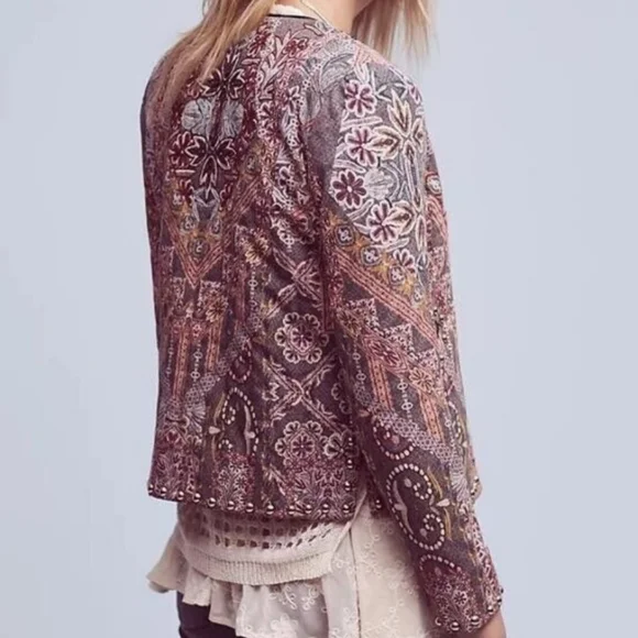 Hemant & Nandita Anthro Embroidered Quilted Studded Jacket - Picture 2 of 13